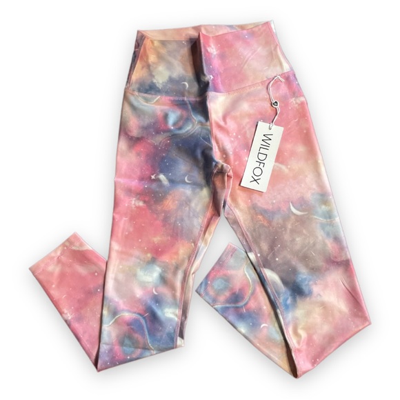 Wildfox Leggings High Waist 5/8 Ankle Length Compression Crop Cosmic Cloud - Picture 7 of 9